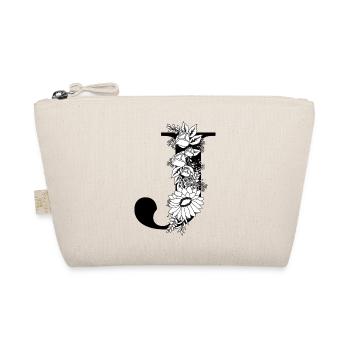 Floral black and white letter j - Organic Pouch - nature - Front