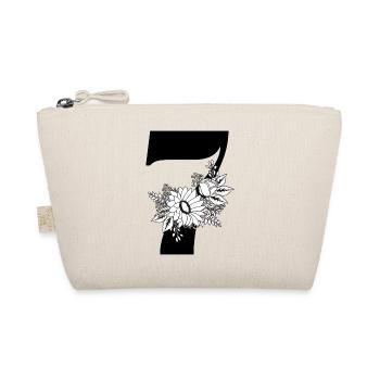 Number 7 Black Floral -7th Floral Anniversary - Organic Pouch - nature - Front