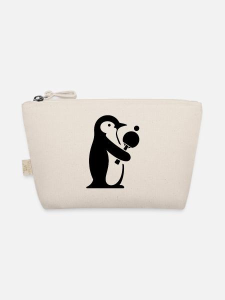 Pinguin Tischtennis Tischtennisspieler Silhouette - Bio-Täschchen - Natur