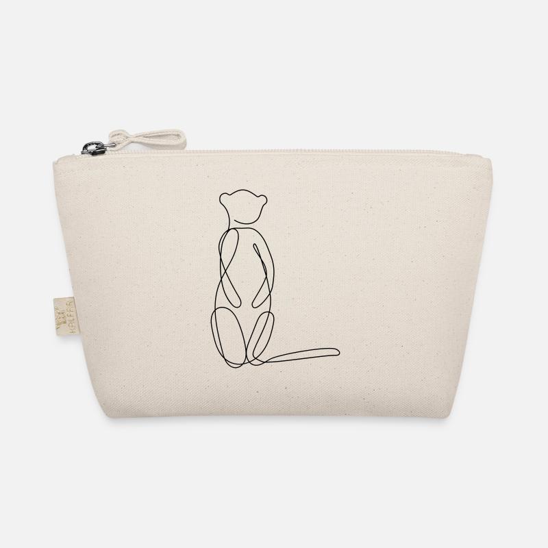 Erdmännchen One Line Art Motiv - Bio-Täschchen - Natur