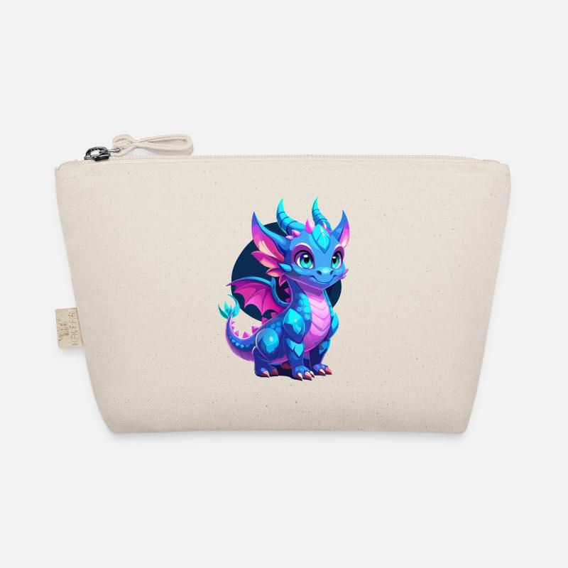 Cute Blue Scaled Dragon Organic Pouch