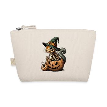 Skeleton squirrel motif in a pumpkin with hat - Organic Pouch - nature - Front