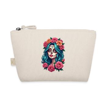 Dia de los Muertos head woman Mexico sugar skull - Organic Pouch - nature - Front