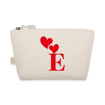 Letter e red heart - Organic Pouch - nature - Front