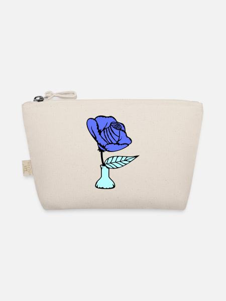 Schöne Rose Vase Blüte Blatt Röschen Romantisch - Bio-Täschchen - Natur - Vorne