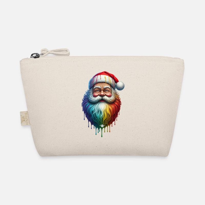 09 Weihnachtsmann Regenbogen Farben Farbtropfen - Bio-Täschchen - Natur