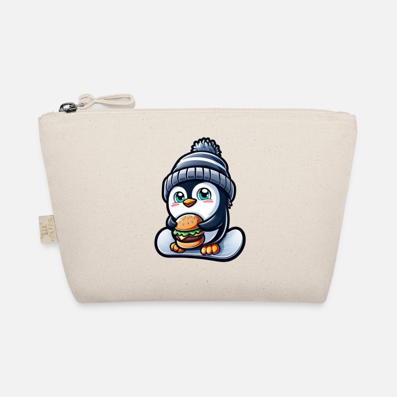Penguin Snowboard Cheeseburger Fun Organic Pouch