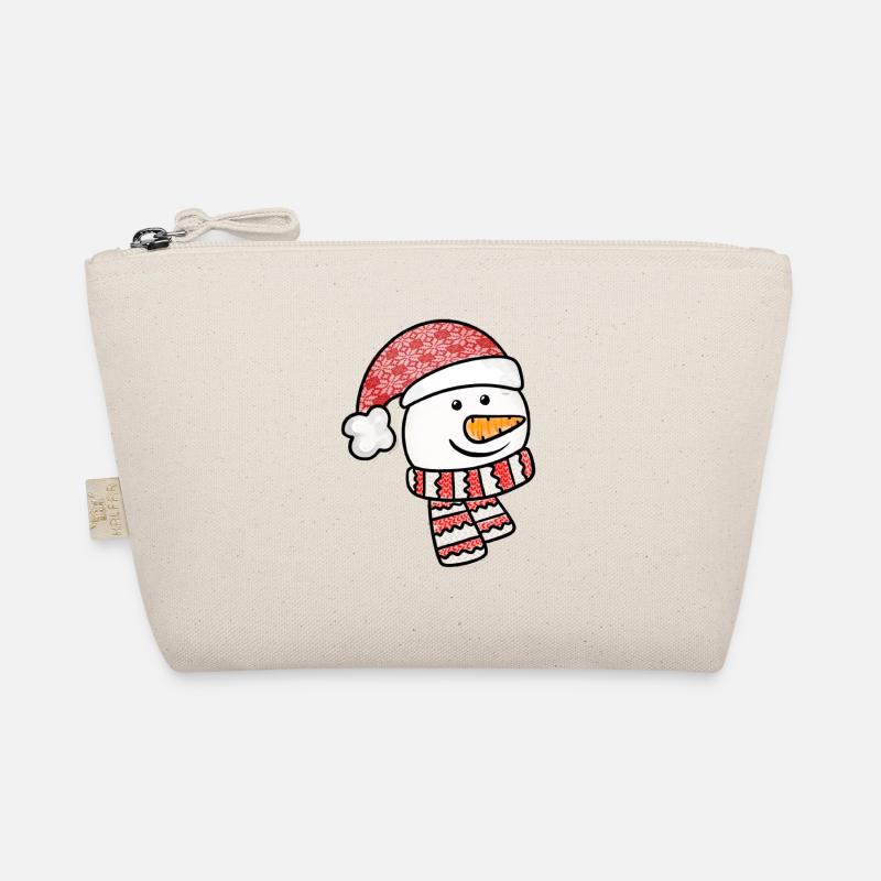 Cute And Chilly Little Snowman - Organic Pouch - nature