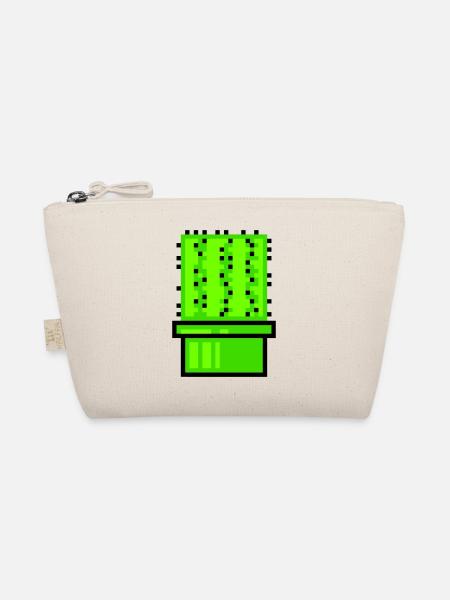 Cactus Cacti Retro Video Game Pixel Flower Pot - Organic Pouch - nature - Front