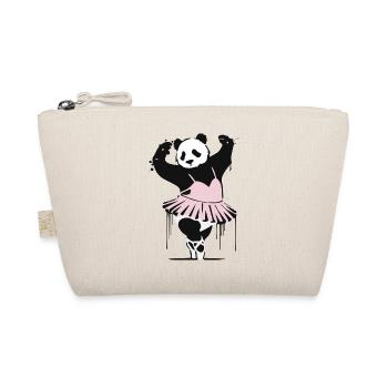 einzigartiger tanzender Panda im rosa Ballettkleid - Bio-Täschchen - Natur - Vorne