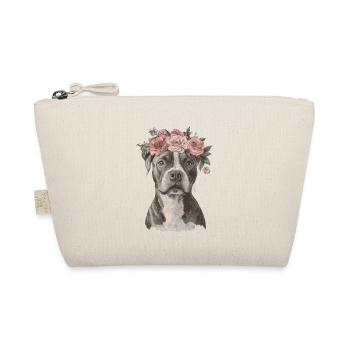 American Staffordshire Terrier mit Blumenkranz - Bio-Täschchen - Natur - Vorne