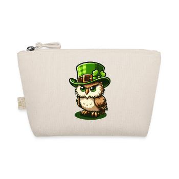 Süße St. Patrick's Day Eule mit Zylinder - Bio-Täschchen - Natur - Vorne