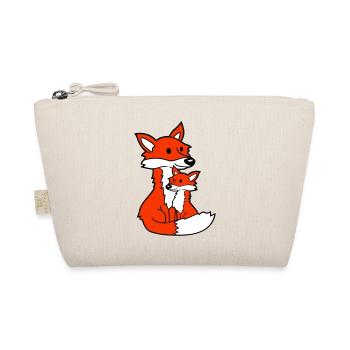 2 Foxes Mother Red Fox Little Child Father Mom - Organic Pouch - nature - Front