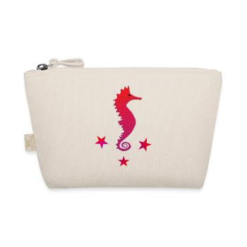 rotes Seepferdchen mit Sternchen pinkes Seepferd - Bio-Täschchen - Natur - Vorne