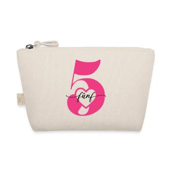 Digit Five 5 with Heart - Organic Pouch - nature - Front
