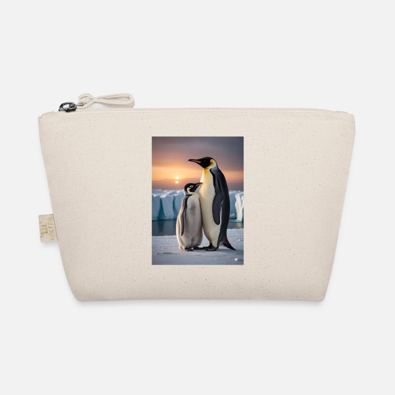 Pinguin mit Jungtier auf Eisscholle am Südpol Bio-Täschchen