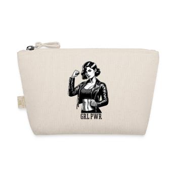 Strong Woman GRL PWR Rockabilly Leather Jacket Gift - Organic Pouch - nature - Front