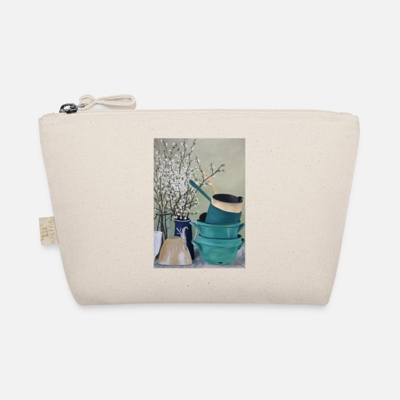 Ölgemälde Kunst Stillleben Küche Vintage Blüten - Bio-Täschchen - Natur