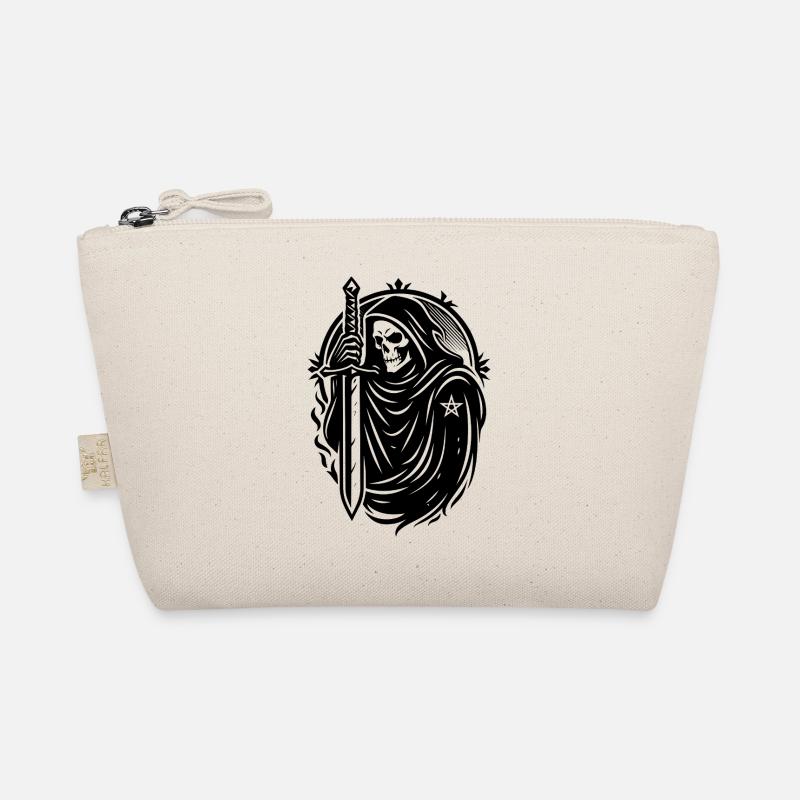 Totenkopf mit Schwert – Dunkles Symbolmotiv - Bio-Täschchen - Natur