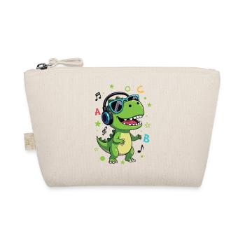 Green T-Rex with Headphones ABC - Back to School - Organic Pouch - nature - Front