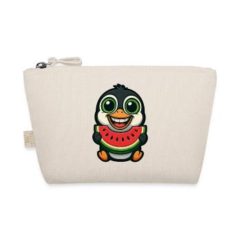 Funny Penguin with Watermelon Summer Cartoon - Organic Pouch - nature - Front