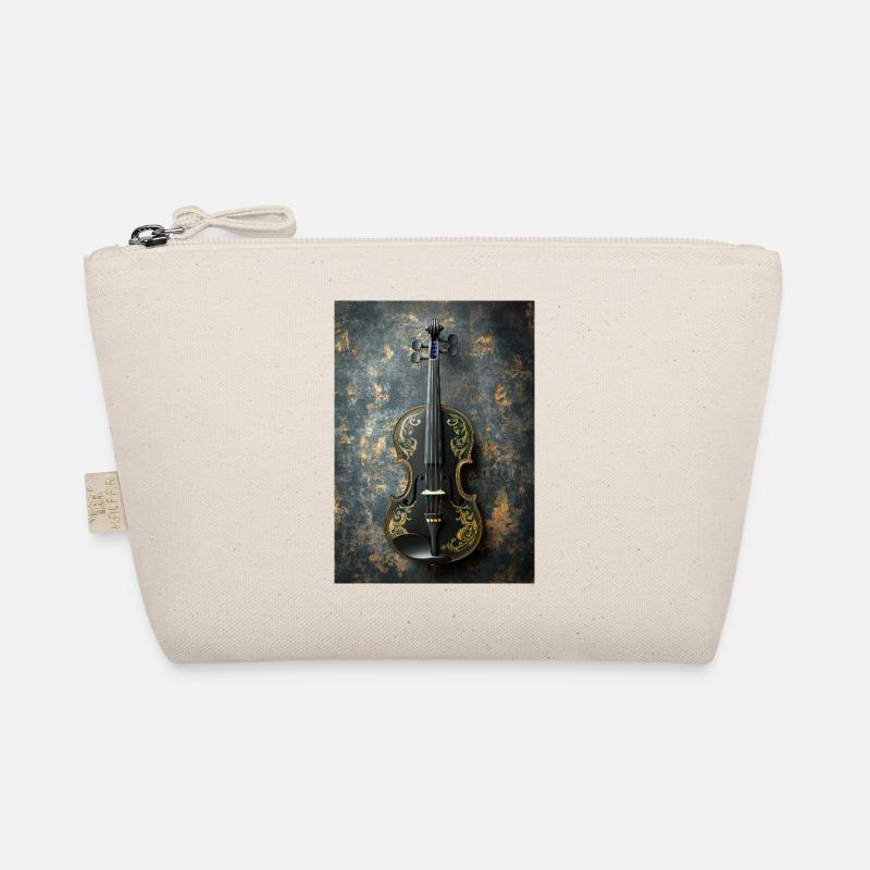 Ornate Elegance – Black & Gold Violin Art Organic Pouch