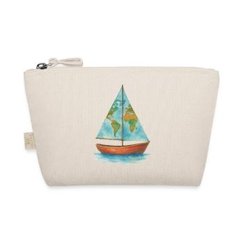 Boat World Map Sailboat - Organic Pouch - nature - Front