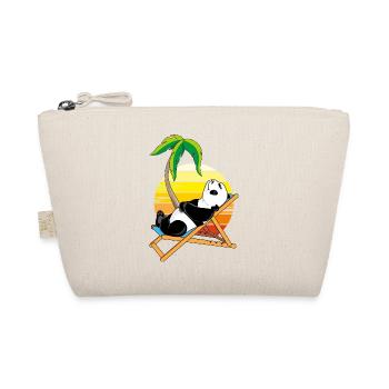 Happy panda bear relaxing on the deck chair - Organic Pouch - nature - Front
