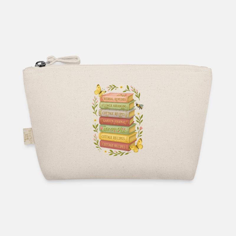Nature and Book Lovers Floral Book Stack Organic Pouch