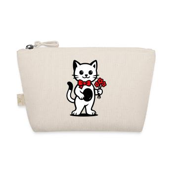Amoureux des chats kawaii avec ruban rouge - Trousse biologique - nature - Devant