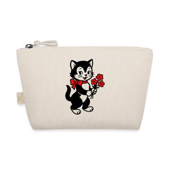 Black Cat with Red Ribbon - Organic Pouch - nature - Front