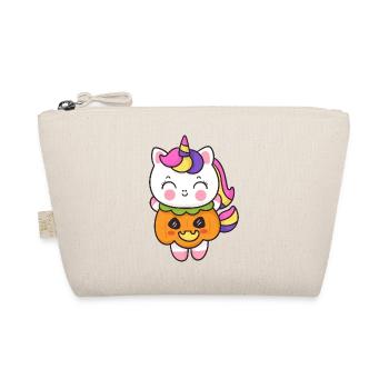 Kawaii Unicorn Pumpkin Halloween Tee - Organic Pouch - nature - Front