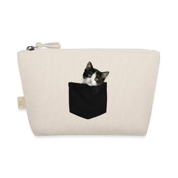 Cat Pocket peeks cute cat in the pocket - Organic Pouch - nature - Front