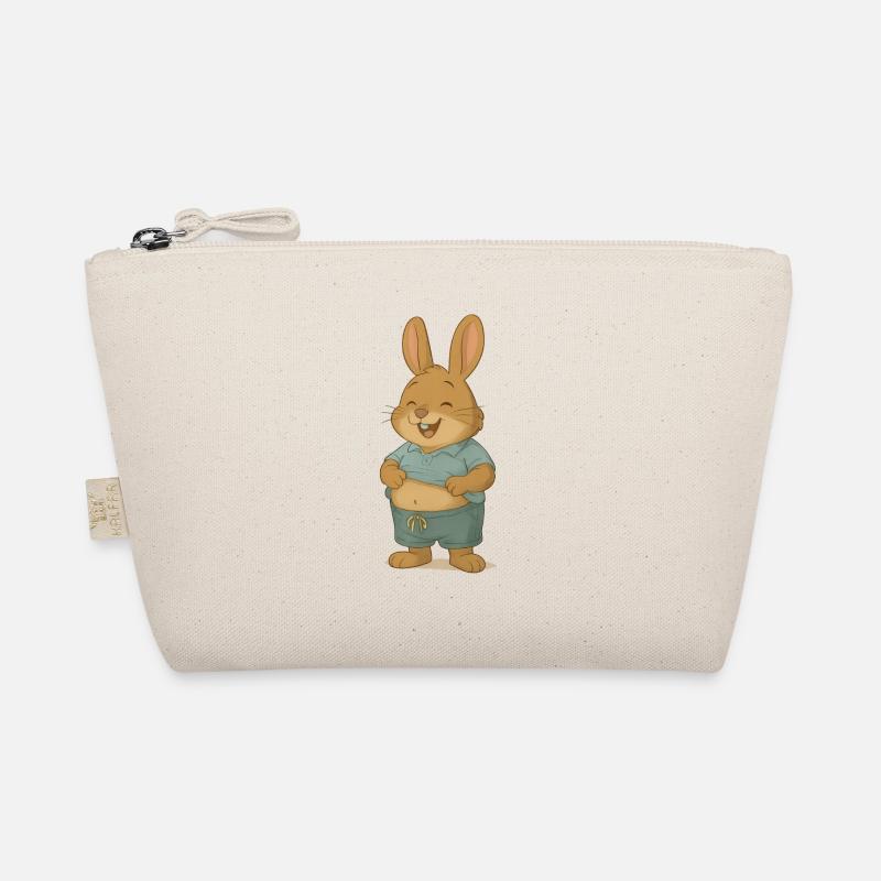 Lustiger Hase mit Bauch im Chill Look - Bio-Täschchen - Natur