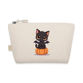 Cute Black Cat with Bat Wings Pumpkin - Organic Pouch - nature - Front