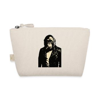 Orangutan smoking a cigarette in a Leather Jacket - Organic Pouch - nature - Front