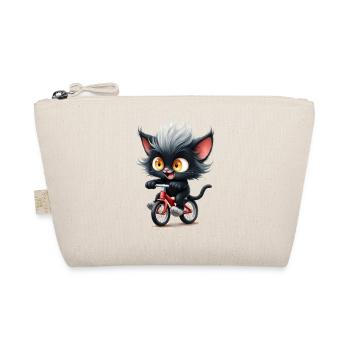 Kitten Cyclist on Red Bike - Organic Pouch - nature - Front
