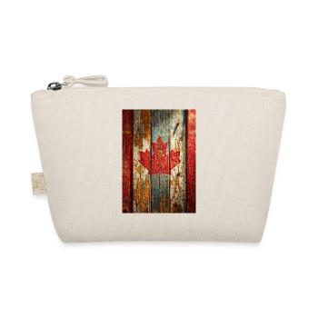 Rustic Maple Flag on Weathered Wood, Canadian Flag - Organic Pouch - nature - Front