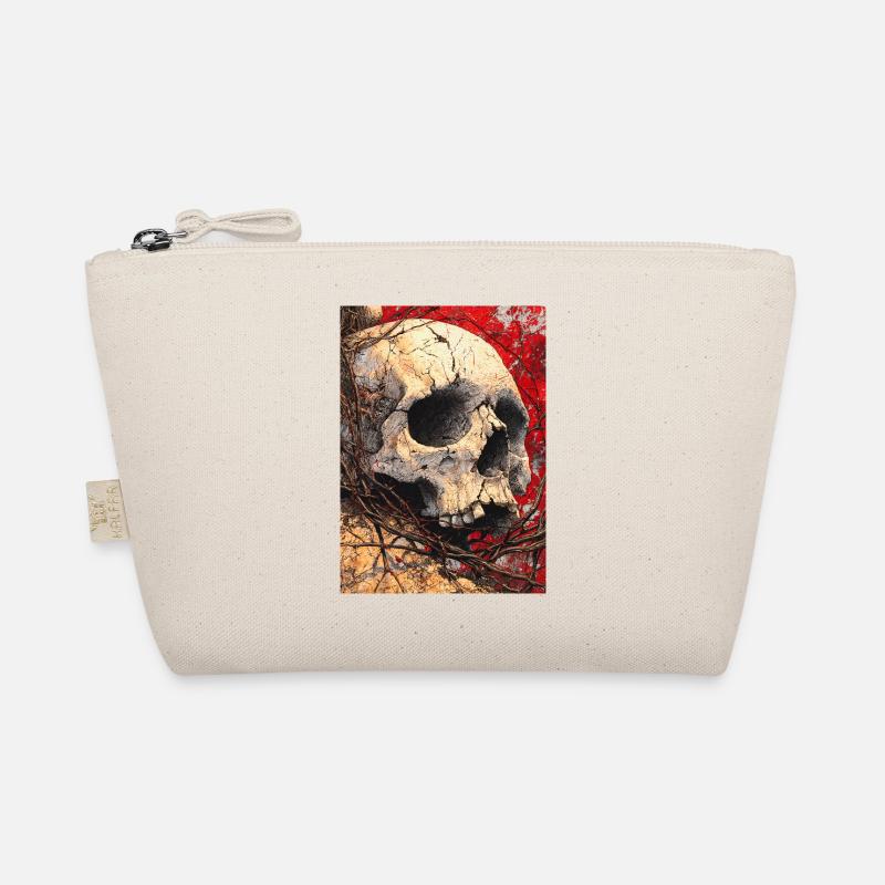 Cracked Skull in Crimson Vines Organic Pouch