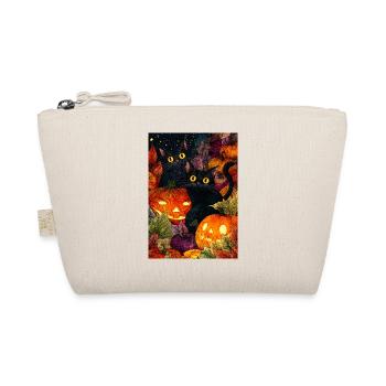 Halloween Moonlit Pumpkin Cats - Organic Pouch - nature - Front