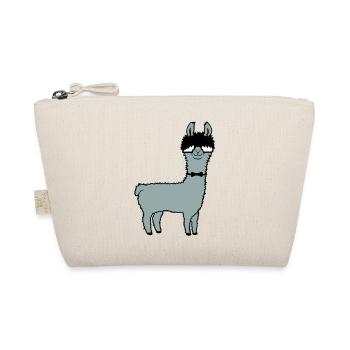 Lama Nerd Geek Hornbrille Fliege Lustig Alpaka Süß - Bio-Täschchen - Natur - Vorne