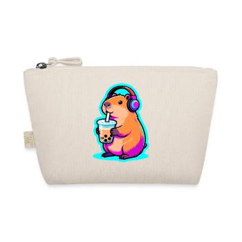 Süßes Capybara Bubble Tea Kawaii Tier Geschenk - Bio-Täschchen - Natur - Vorne
