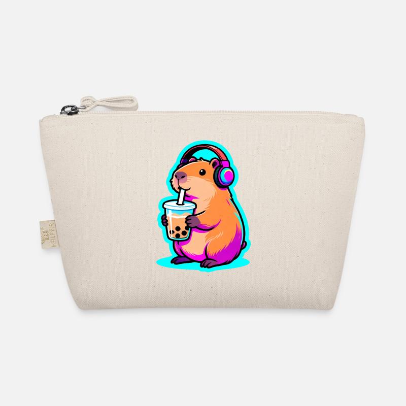 Süßes Capybara Bubble Tea Kawaii Tier Geschenk - Bio-Täschchen - Natur