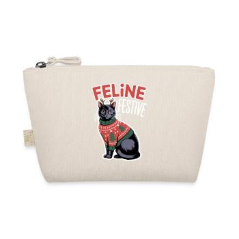 Feline Festive Weihnachtskatze Mit Rentierohren - Bio-Täschchen - Natur - Vorne