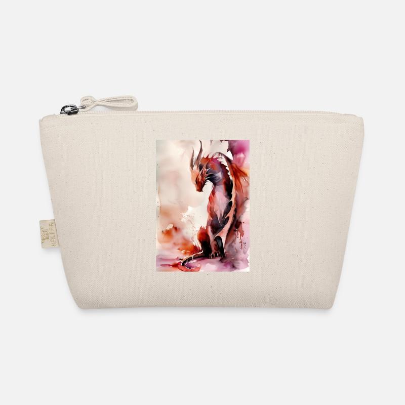 Roter Aquarell-Drache Bio-Täschchen