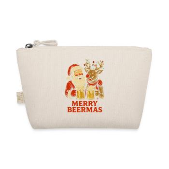 Funny Santa and Reindeer Christmas Beer Design - Organic Pouch - nature - Front