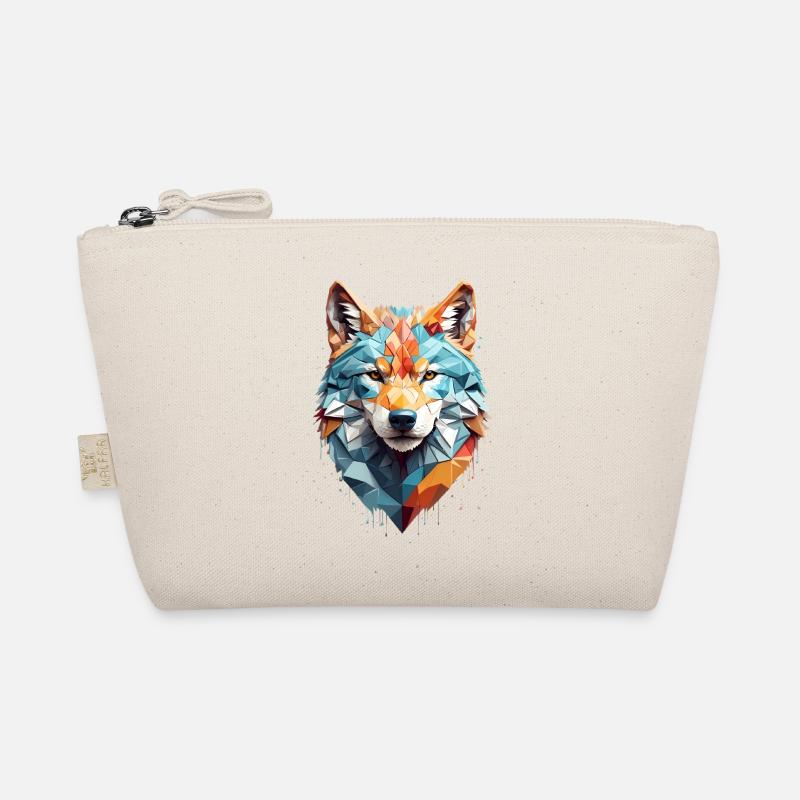 Geometric Wolf Head Organic Pouch