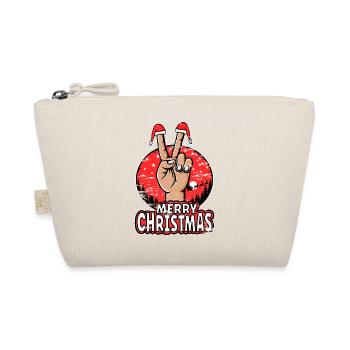 Frohes Weihnachten Peacezeichen Motiv Rosa used - Bio-Täschchen - Natur - Vorne