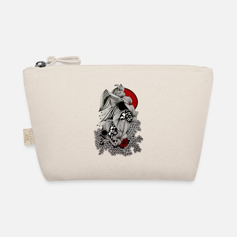 Cracked line skull with red accent Organic Pouch