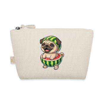 Cute Pug with Melon Cartoon Summer Joy - Organic Pouch - nature - Front